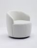 Velvet Fabric Swivel Accent Armchair Barrel Chair With Black Powder Coating Metal Ring,White